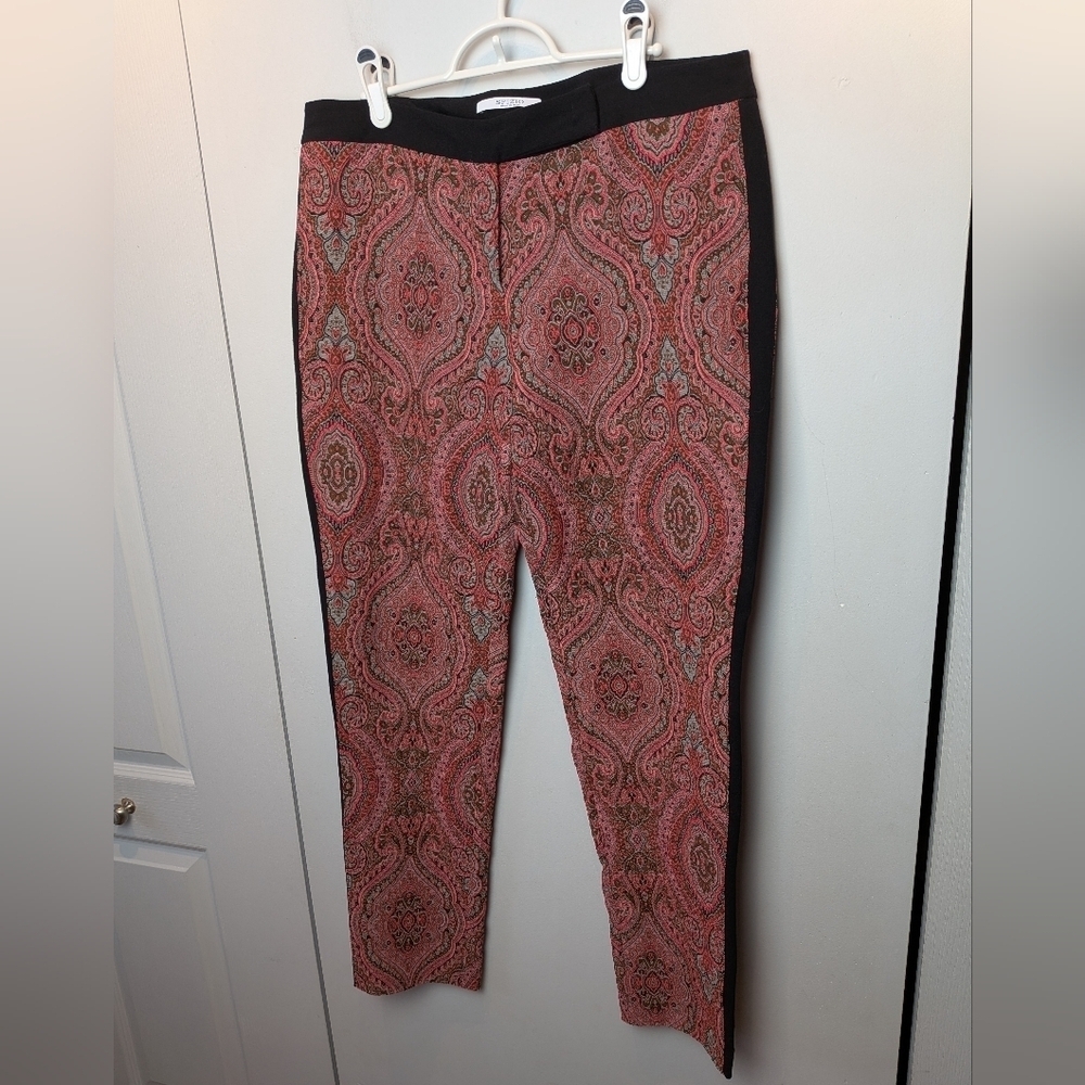 SFIZIO Trouser Pants XL Or 10 Magenta Paisley Embroidered Slim Made in Italy